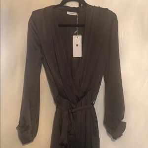 LUSH long sleeve pant romper with tie waist